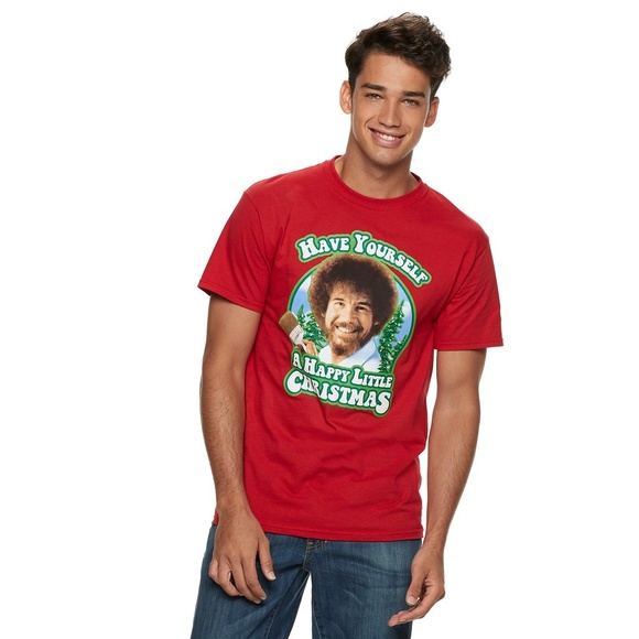 New! Bob Ross Joy of Painting PBS TV Christmas T-Shirt - Picture 2 of 2